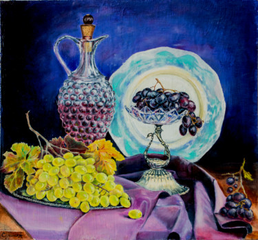Картина под названием "Виноград в серебре" - Алина Случинская, Подлинное произведение искусства, Масло