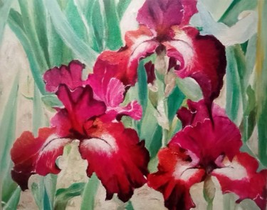 Painting titled ""Irises"" by Aleksandra Mizula, Original Artwork, Acrylic