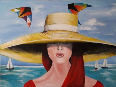 Painting titled "Fille et la mer" by Aleksandra Mizula, Original Artwork, Acrylic