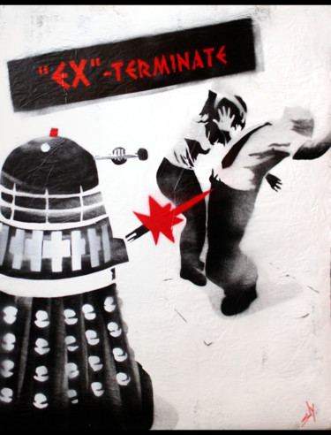 Painting titled "Ex-Terminate (on th…" by Sly Art, Original Artwork, Acrylic