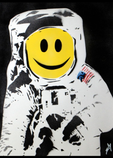 Картина под названием "The Happynaut (on p…" - Sly Art, Подлинное произведение искусства, Акрил