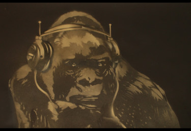 Painting titled "Gorilla in the Groo…" by Sly Art, Original Artwork, Acrylic