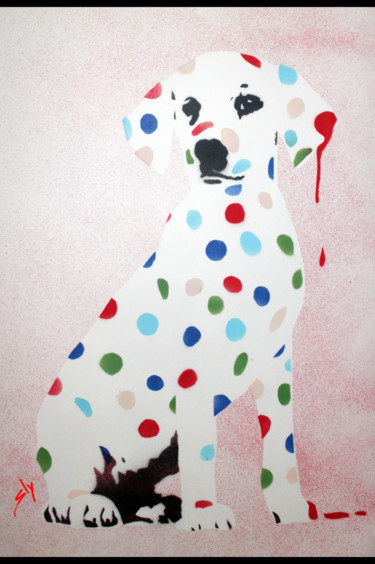 Painting titled "Damien's Dotty, Spo…" by Sly Art, Original Artwork, Acrylic