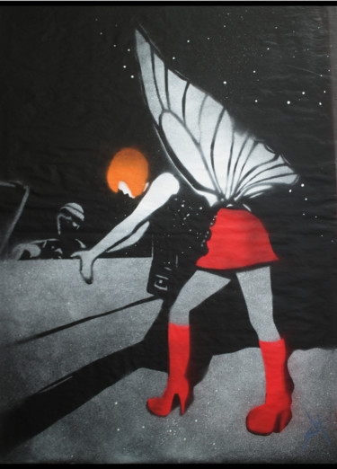 Pintura intitulada "Street Fairy 3 (on…" por Sly Art, Obras de arte originais, Acrílico