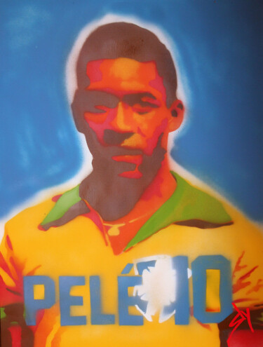 Pintura intitulada "Pelé" por Sly Art, Obras de arte originais, Tinta spray