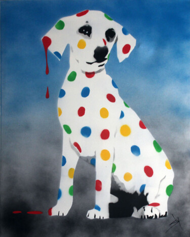 Painting titled "Damien's dotty, spo…" by Sly Art, Original Artwork, Spray paint