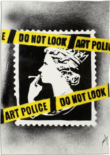 Painting titled "Art Police (on canv…" by Sly Art, Original Artwork, Spray paint Mounted on Wood Stretcher frame