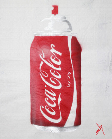Peinture intitulée "Cocacolor (on canva…" par Sly Art, Œuvre d'art originale, Bombe aérosol