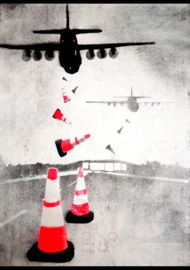 Schilderij getiteld "Bollard Bombas (on…" door Sly Art, Origineel Kunstwerk, Graffiti