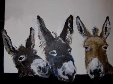 Pintura titulada "3 donkeys" por Smack, Obra de arte original, Oleo