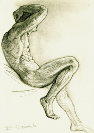 Pittura intitolato "Male nude figure I" da Small Art Gallery Lyubomir Naydenov, Opera d'arte originale, Matita