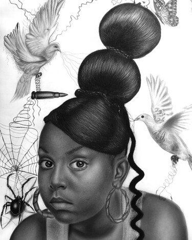 Dessin intitulée "Volte face" par Smart Bantu Elie, Œuvre d'art originale, Crayon