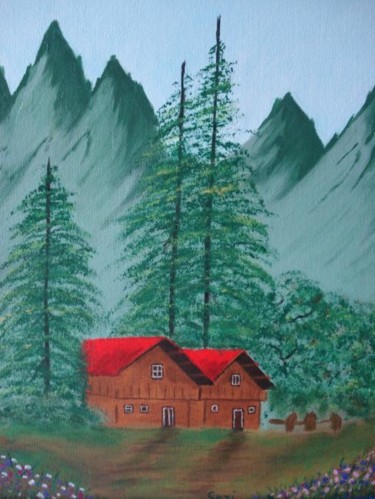Pintura titulada ""Red House"" por Salzitsa Milanova, Obra de arte original