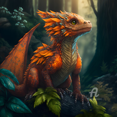 Digital Arts titled "Red Dragon 8" by Sm Design, Original Artwork, AI generated image