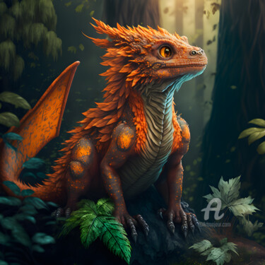 Digital Arts titled "Red Dragon 9" by Sm Design, Original Artwork, AI generated image