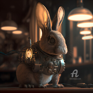 Digital Arts titled "Cyborg Rabbit" by Sm Design, Original Artwork, Digital Collage