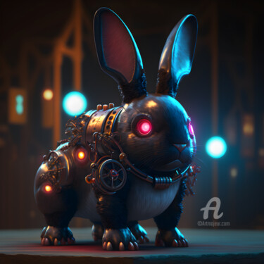 Цифровое искусство под названием "Cyborg Rabbit 3" - Sm Design, Подлинное произведение искусства, Цифровой коллаж