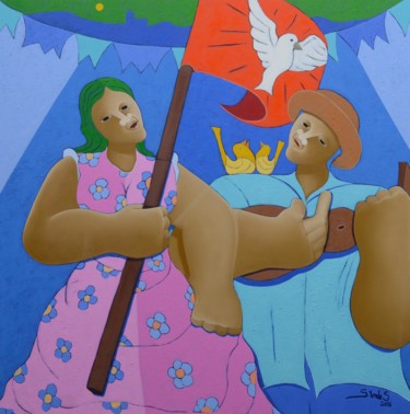 Pintura intitulada "Festa do Divino Esp…" por Sebastião Mendes, Obras de arte originais, Óleo