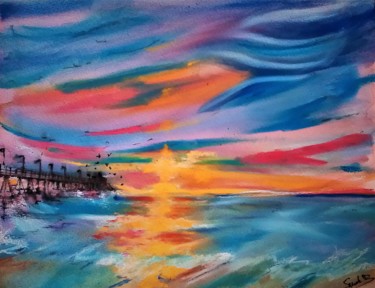 绘画 标题为“Sunset,San Diego,Ki…” 由Benny Smet, 原创艺术品, 墨
