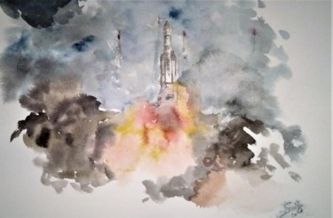 Pintura intitulada "Transporter" por Benny Smet, Obras de arte originais, Aquarela