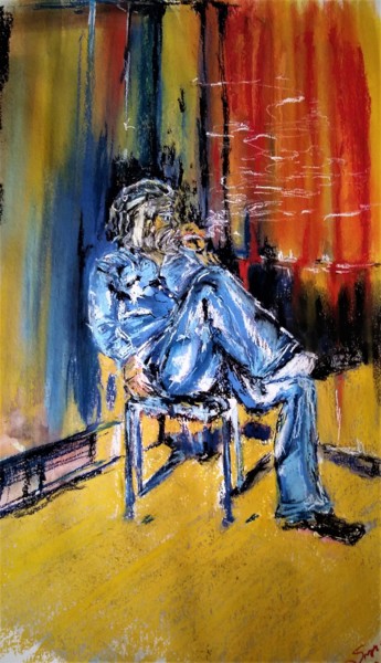 Painting titled "Just to kill the ti…" by Benny Smet, Original Artwork, Pastel