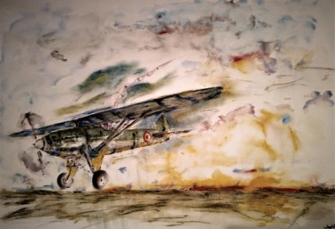 Painting titled "Belgian airforce WW…" by Benny Smet, Original Artwork, Watercolor