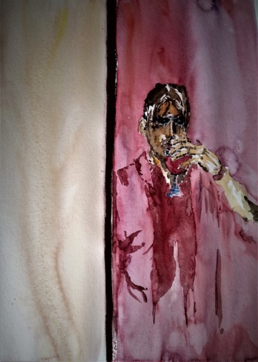 Painting titled "What can I say?" by Benny Smet, Original Artwork, Watercolor