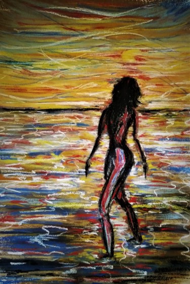 Картина под названием "Missing her poems..." - Benny Smet, Подлинное произведение искусства, Пастель