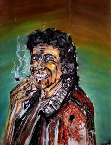 Painting titled "Feeling like a rock…" by Benny Smet, Original Artwork, Pastel