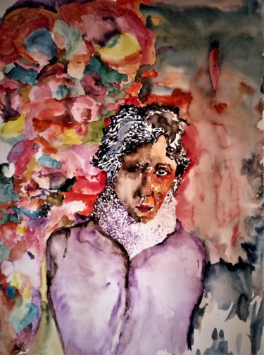 Painting titled "I see you on the da…" by Benny Smet, Original Artwork, Watercolor