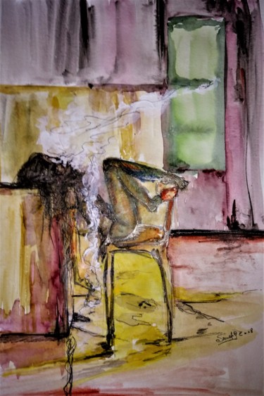 Painting titled "They called you the…" by Benny Smet, Original Artwork, Watercolor