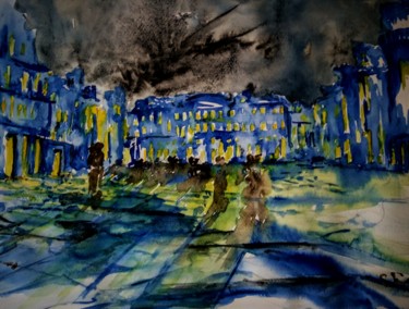 Painting titled "Dance the night awa…" by Benny Smet, Original Artwork, Watercolor