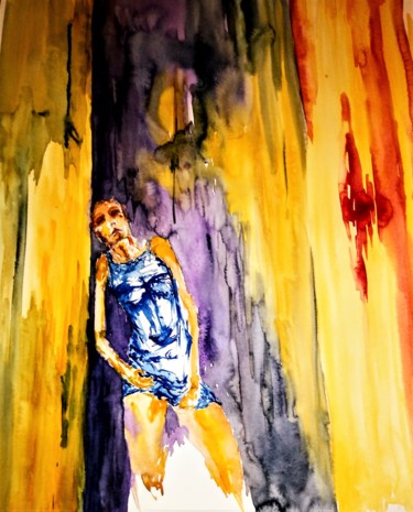 Painting titled "Daytime   is not my…" by Benny Smet, Original Artwork, Watercolor