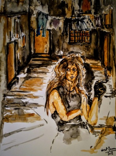 Painting titled "Did you know I was…" by Benny Smet, Original Artwork, Watercolor