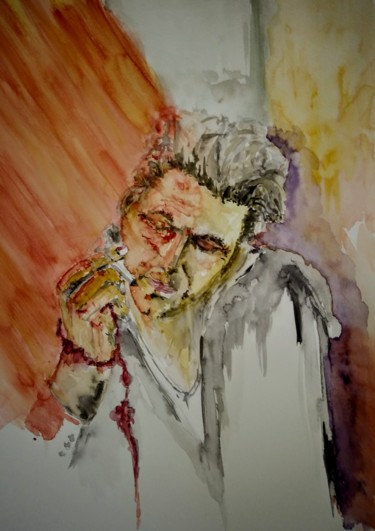 Painting titled "Down payment blues.…" by Benny Smet, Original Artwork, Watercolor