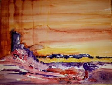 「From desert plains.…」というタイトルの絵画 Benny Smetによって, オリジナルのアートワーク, 水彩画