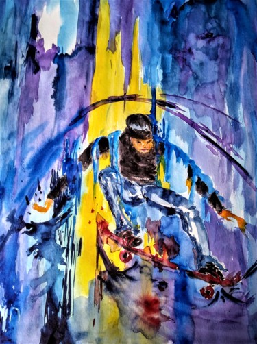 Painting titled "Break on through..." by Benny Smet, Original Artwork, Watercolor