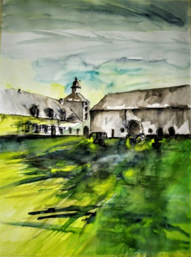 Painting titled "Chastre(Belgie)The…" by Benny Smet, Original Artwork, Watercolor