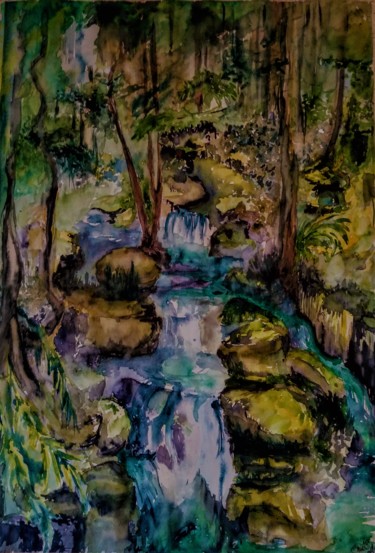 Картина под названием "The Black Forest,Ge…" - Benny Smet, Подлинное произведение искусства, Акварель