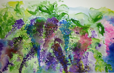 Painting titled "Wisteria" by Benny Smet, Original Artwork, Watercolor