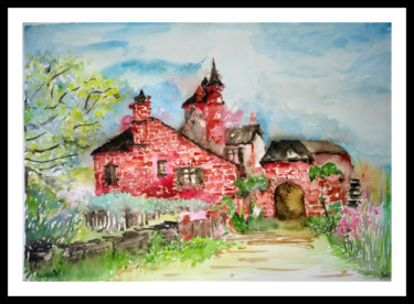 Painting titled "Collognes-la-Rouges" by Benny Smet, Original Artwork, Watercolor