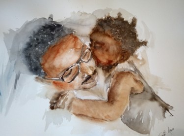 Painting titled "Goodmorning..." by Benny Smet, Original Artwork, Watercolor