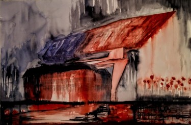 Schilderij getiteld "Port house of Antwe…" door Benny Smet, Origineel Kunstwerk, Aquarel