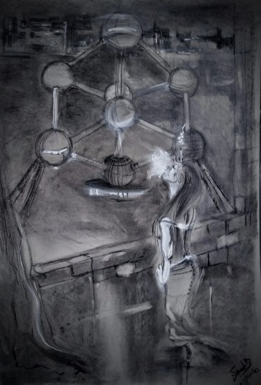 Desenho intitulada "First we take Bruss…" por Benny Smet, Obras de arte originais, Carvão