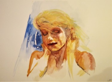 Painting titled "Happy" by Benny Smet, Original Artwork, Watercolor