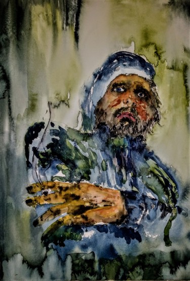 Painting titled "When darkness falls…" by Benny Smet, Original Artwork, Watercolor