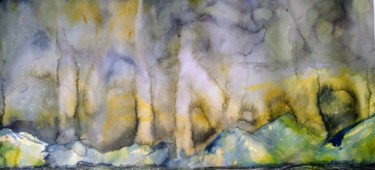 Painting titled "In the blue mountai…" by Benny Smet, Original Artwork, Watercolor