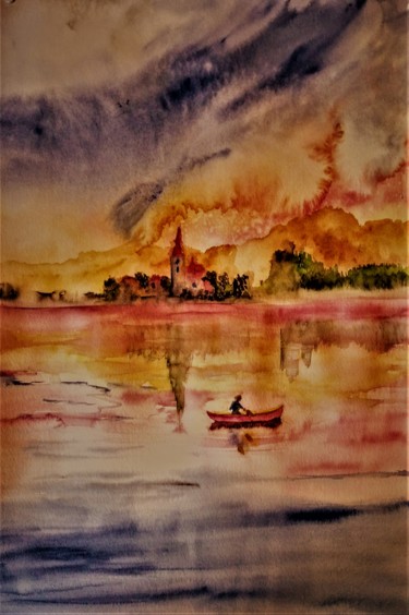 Painting titled "Passing Bled..." by Benny Smet, Original Artwork, Watercolor