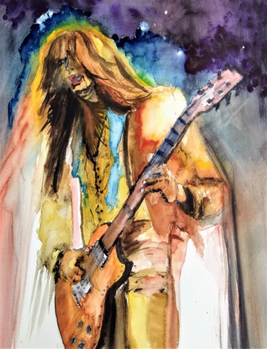 Painting titled "Dancing in the moon…" by Benny Smet, Original Artwork, Watercolor