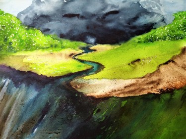 Painting titled "The earth makes his…" by Benny Smet, Original Artwork, Watercolor